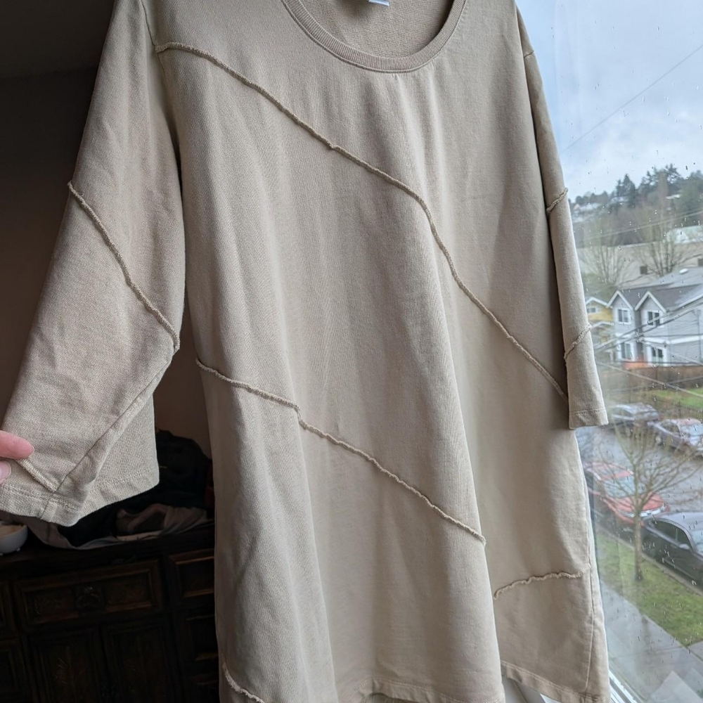 Wild Palms Beige Knit Asymmetrical Top